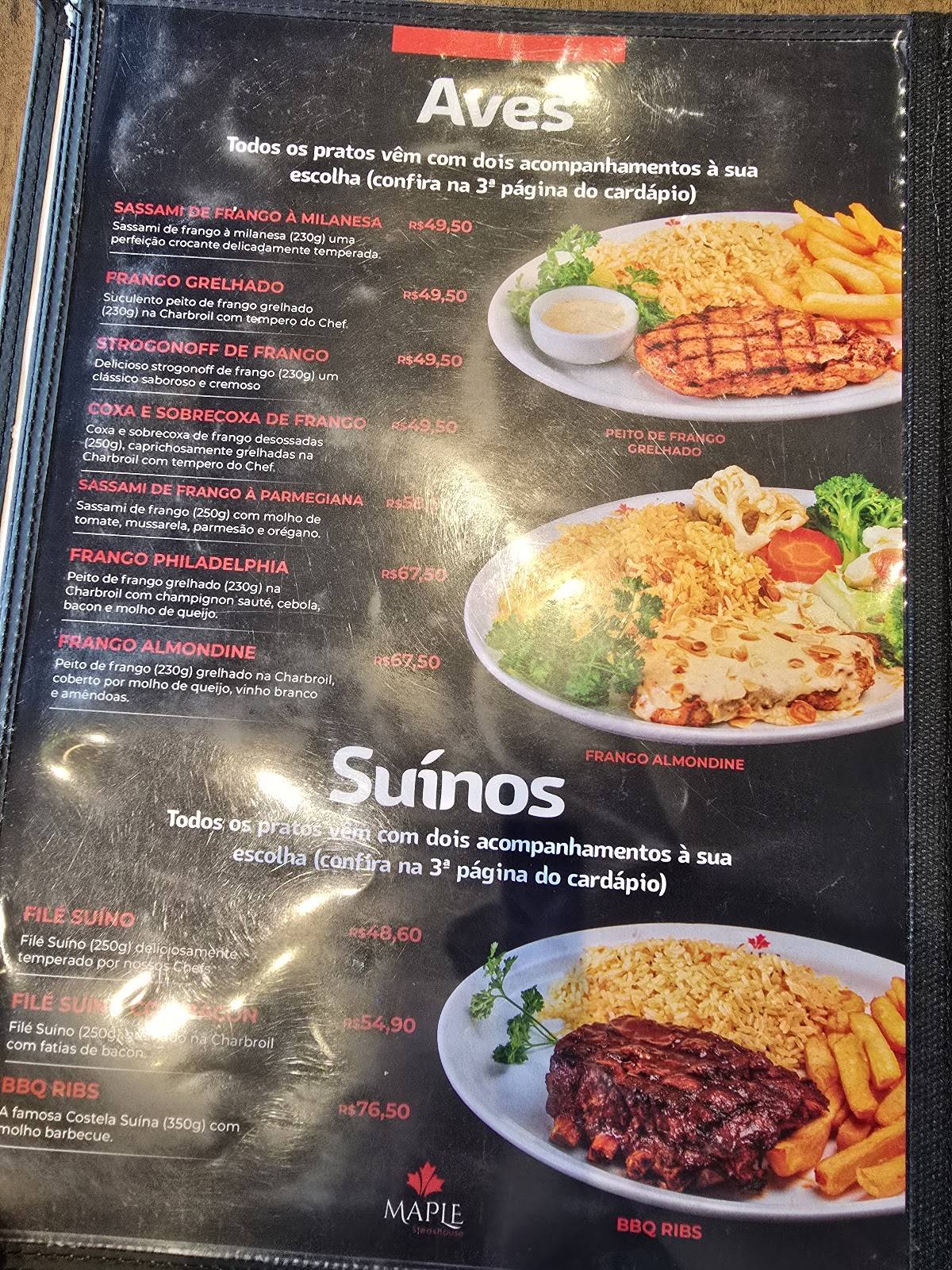 Maple Steakhouse cardápio