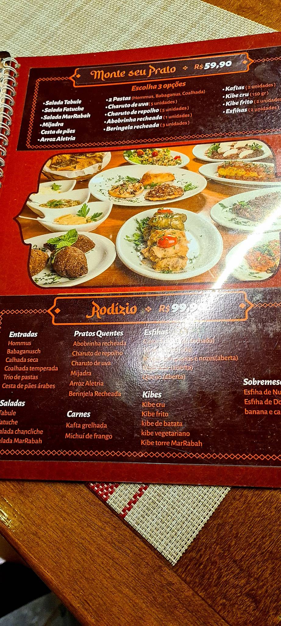 MarRabah Culinária Árabe cardápio