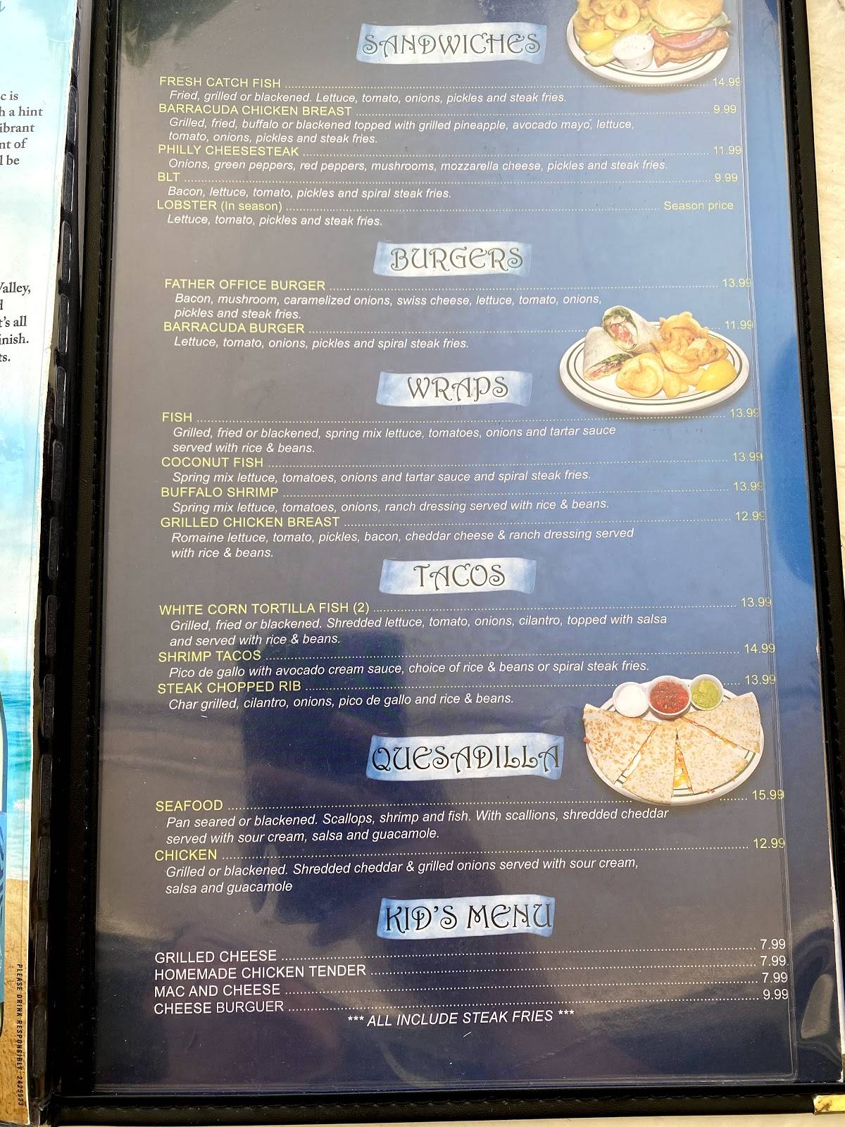 Menu at Barracuda Grill, Marathon