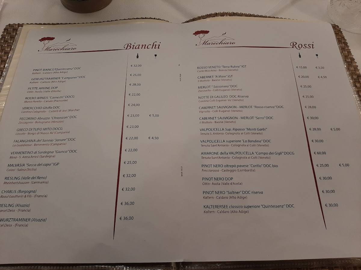Menu di Marechiaro Ristorante Pizzeria 