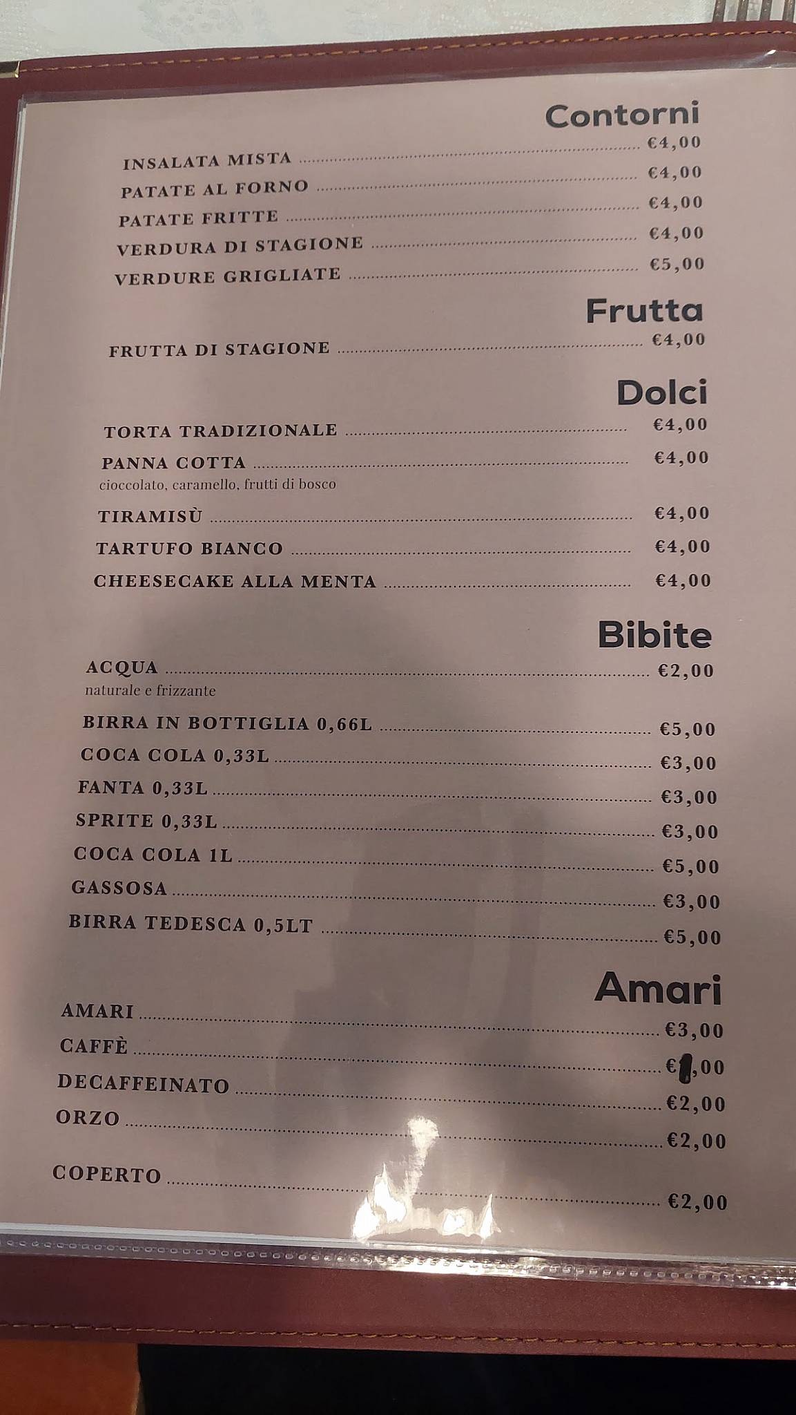 Menu di Trattoria Al Braciere 