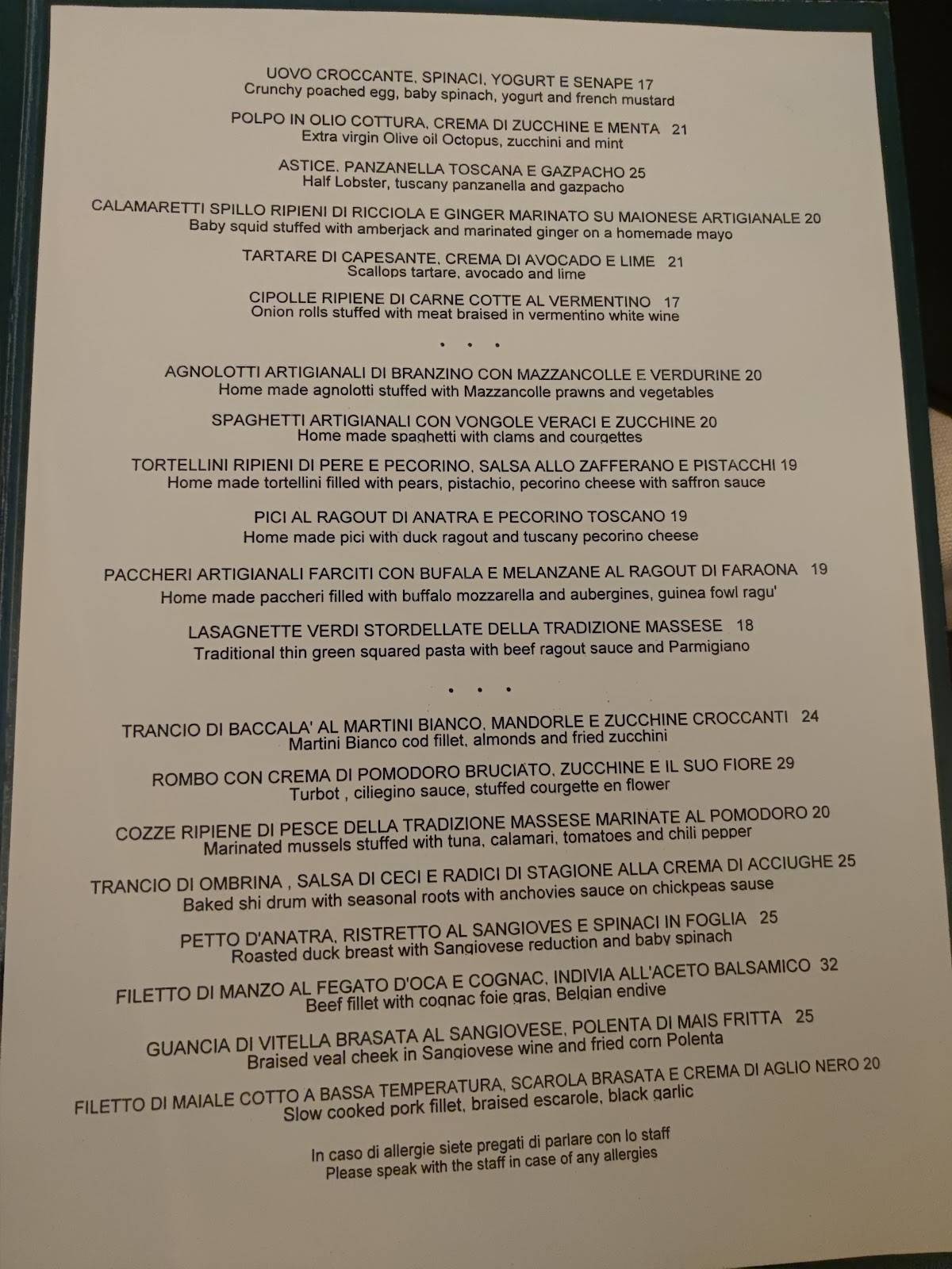 Menu di Ristorante Il Trillo 