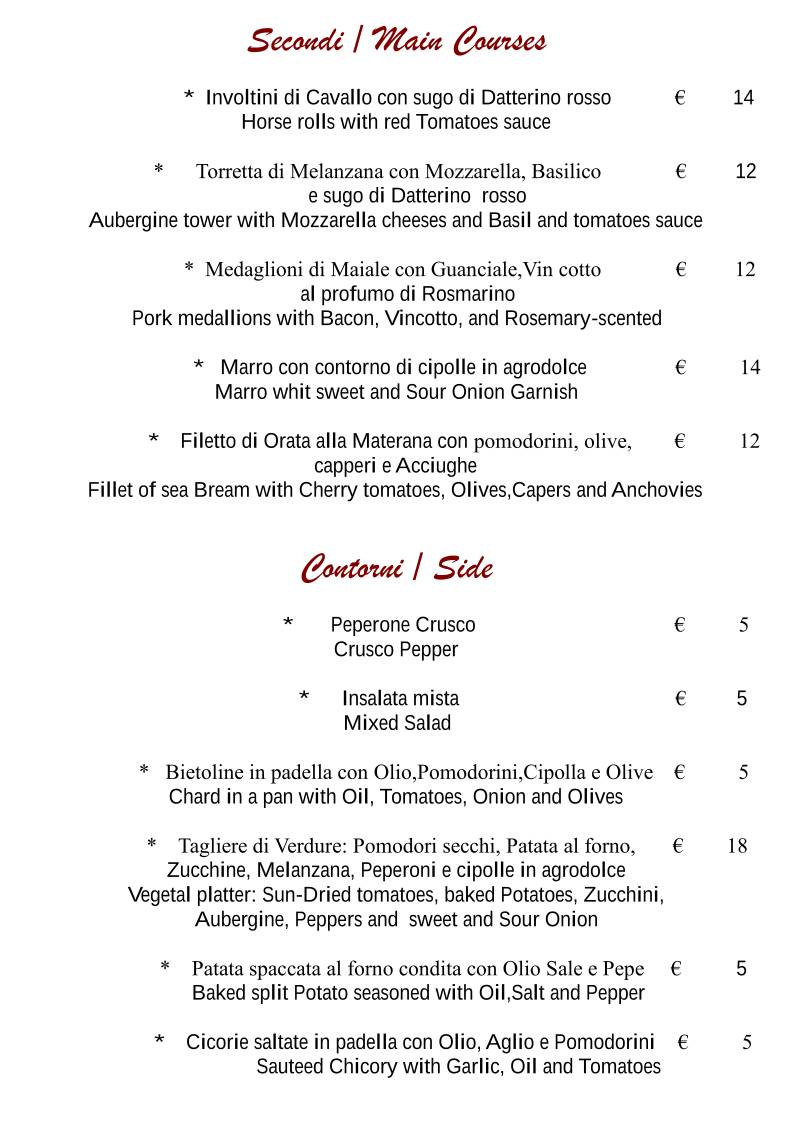 Menu di Ai Palmenti Ristorante 