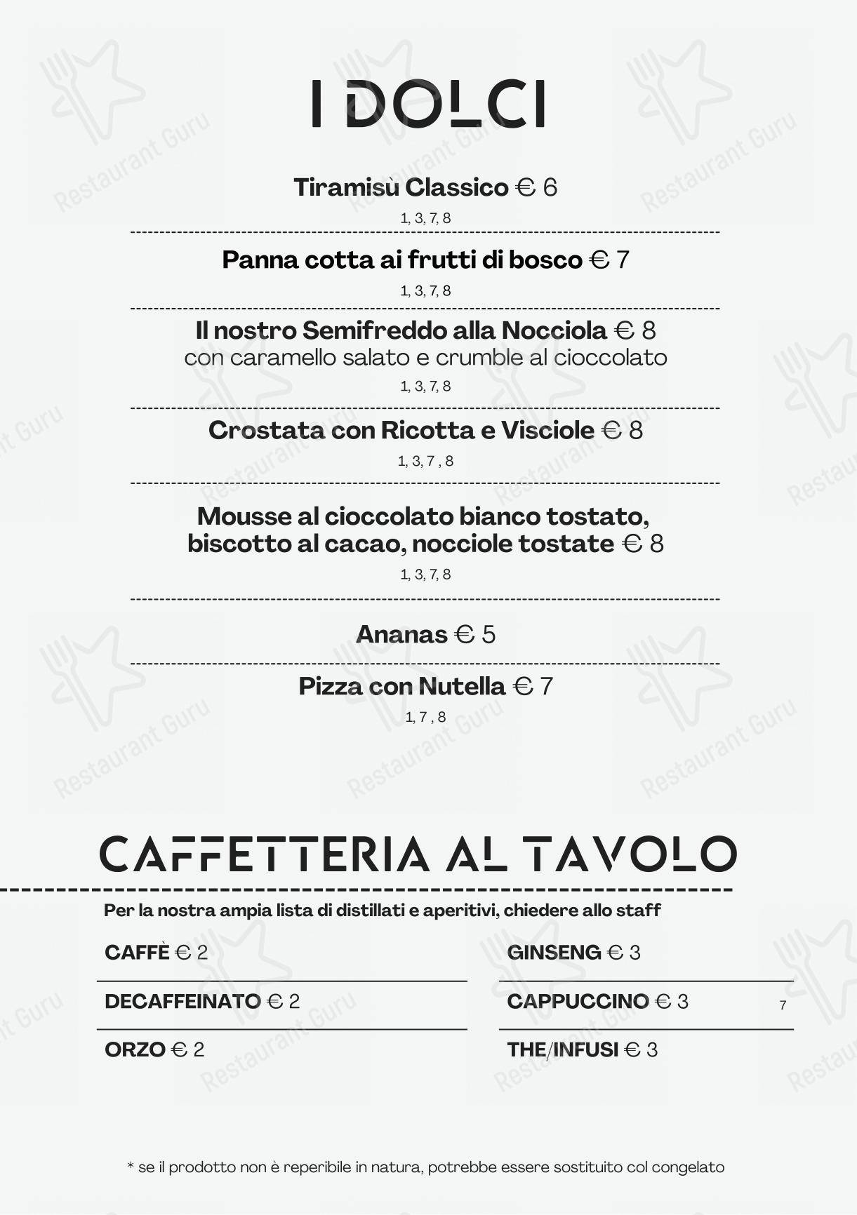 Menu bar per Osteria Urbana ristorante