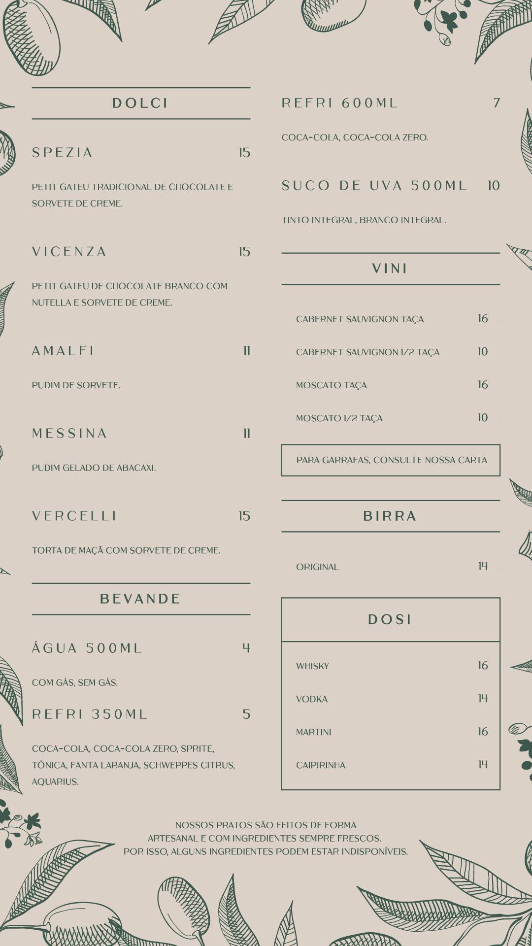 Matteo Ristorante cardápio