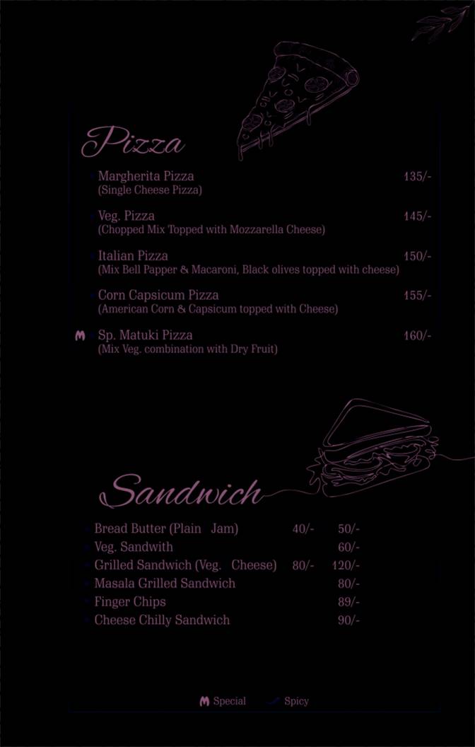 Matuki Restaurant menu