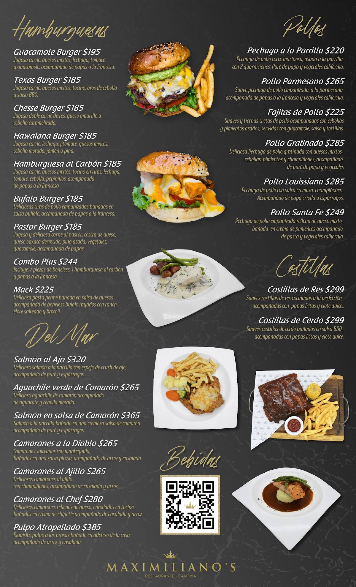 Carta del restaurante Maximilianos, Reynosa