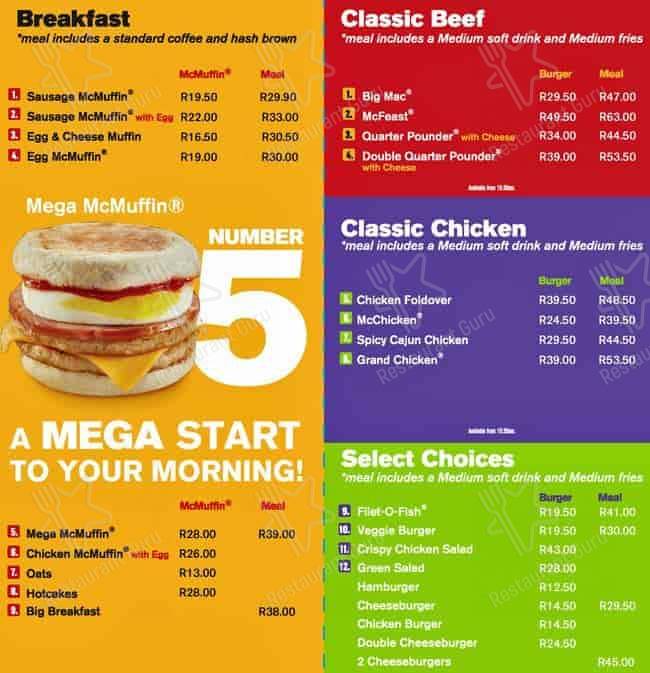 Menu de McDonald's Hillfox Drive-Thru