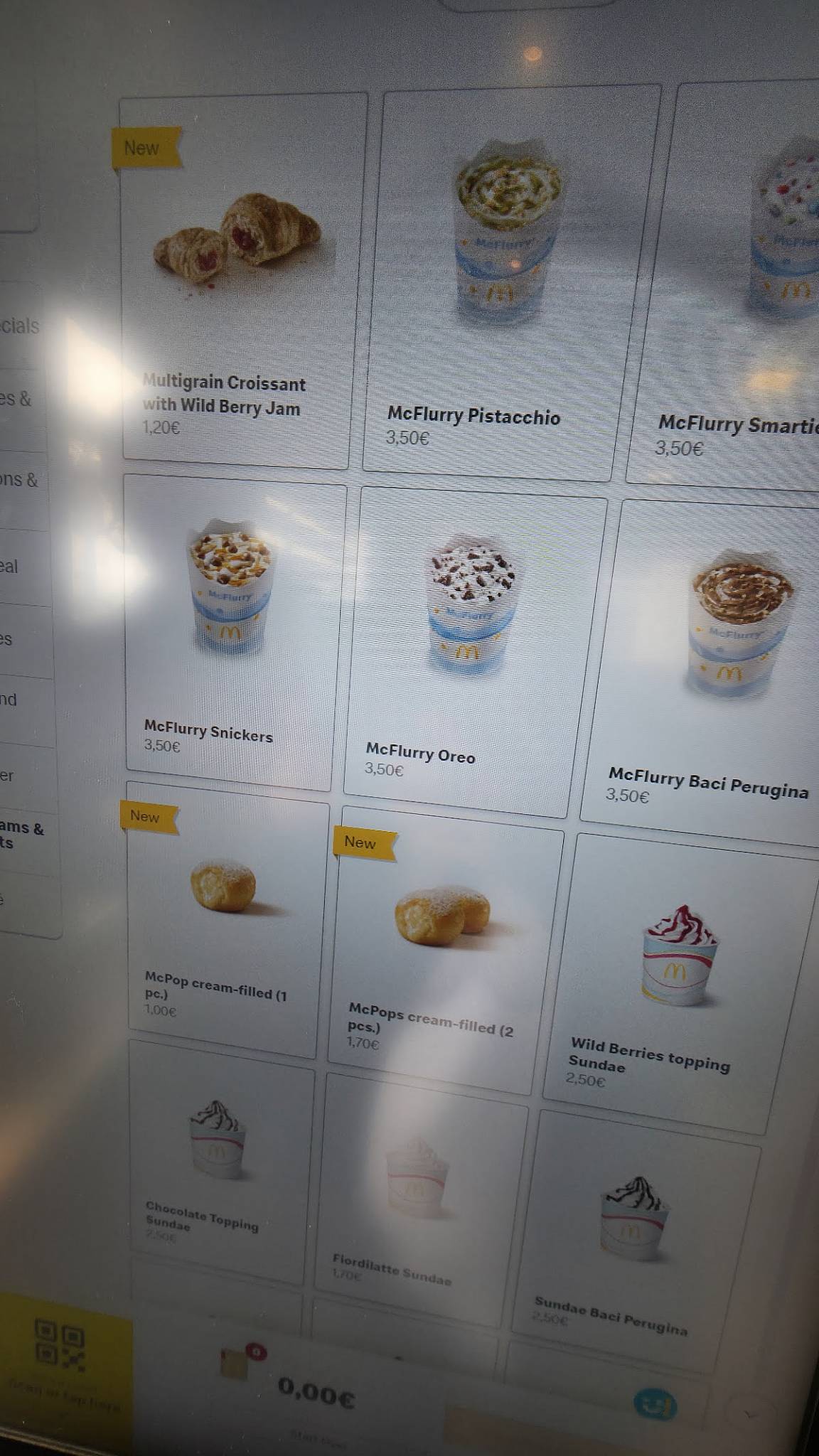 Menu di McDonald's Ostia 