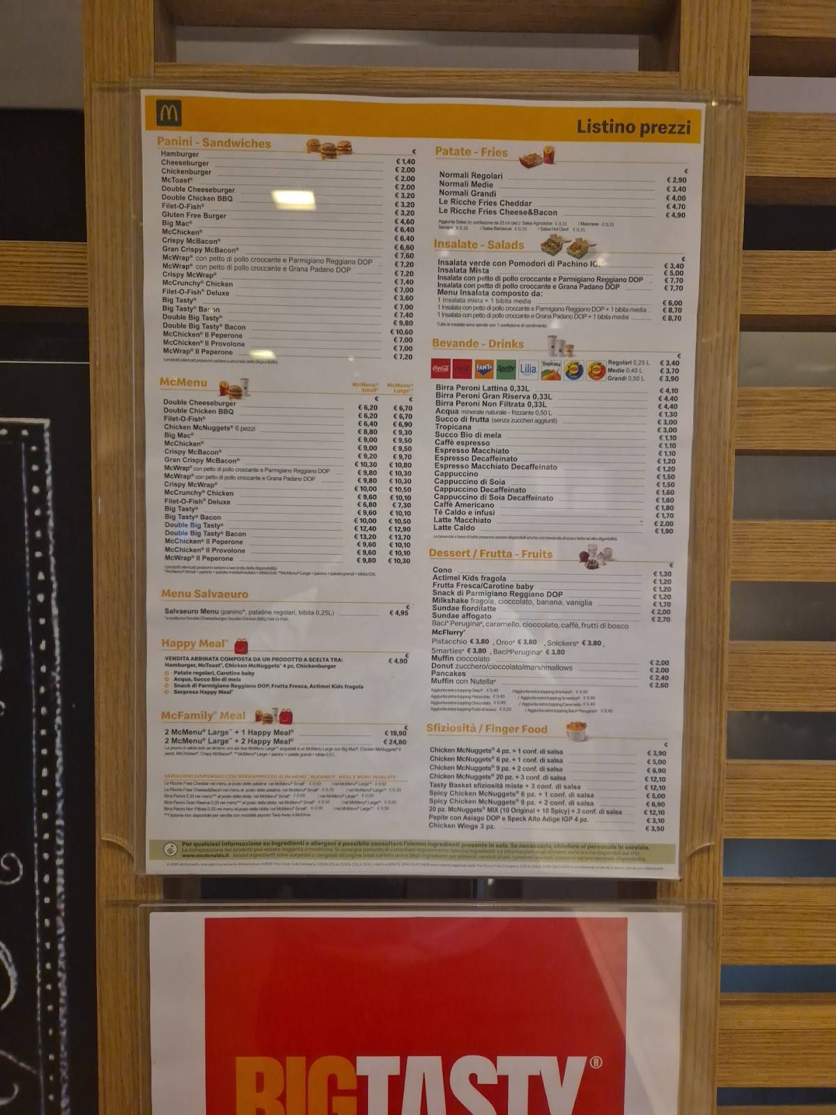 Menu de McDonald's