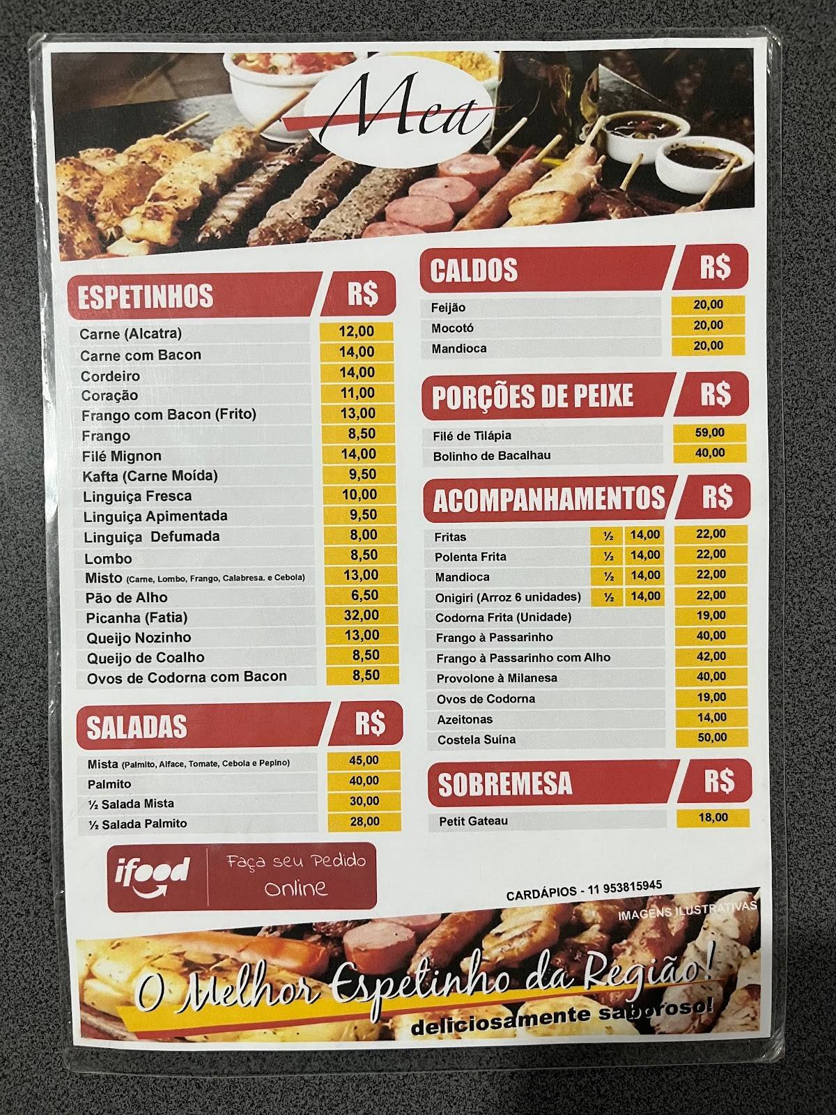 Mea Espetinho Na Brasa cardápio