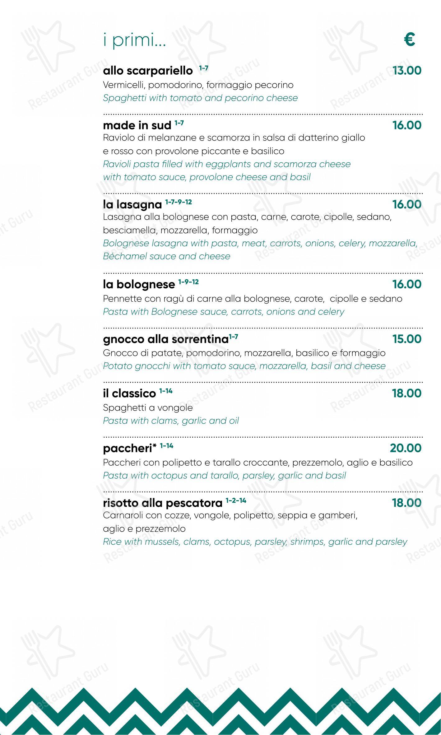 Menu per Medòra ristorante