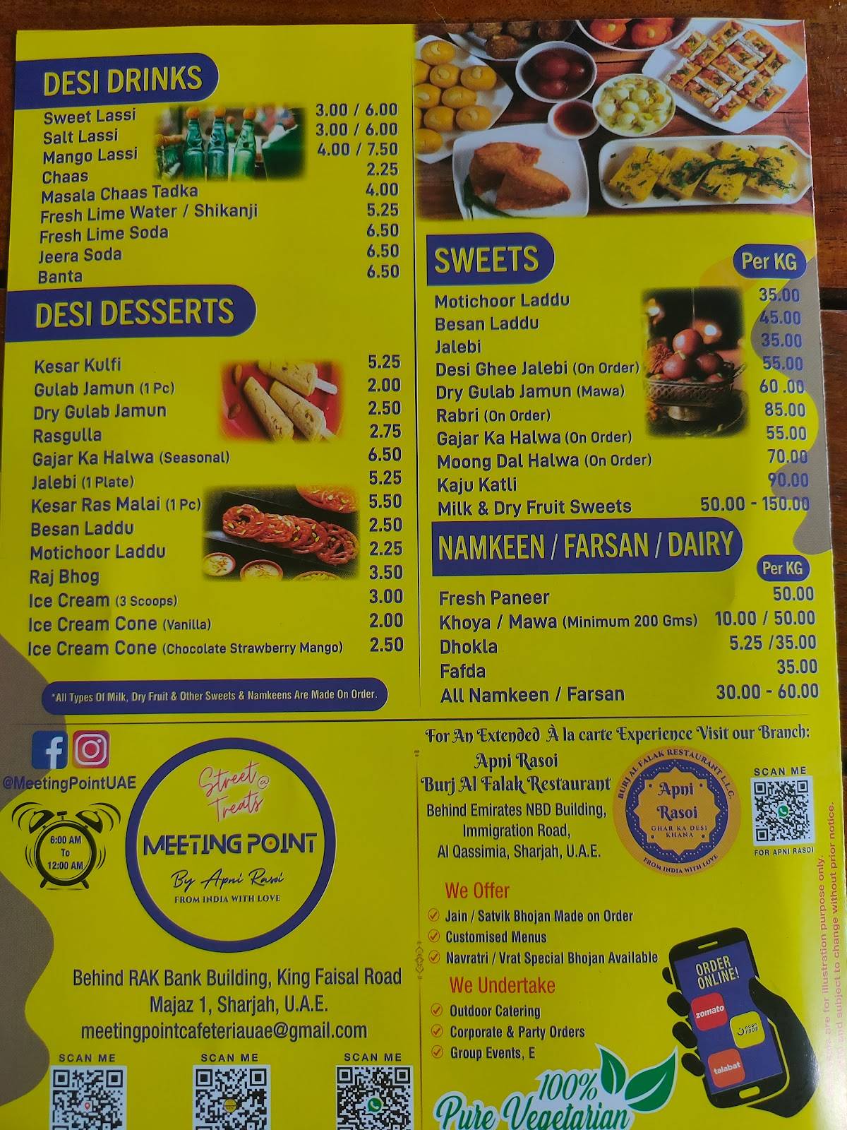 Menu at Meeting Point UAE restaurant, UAE