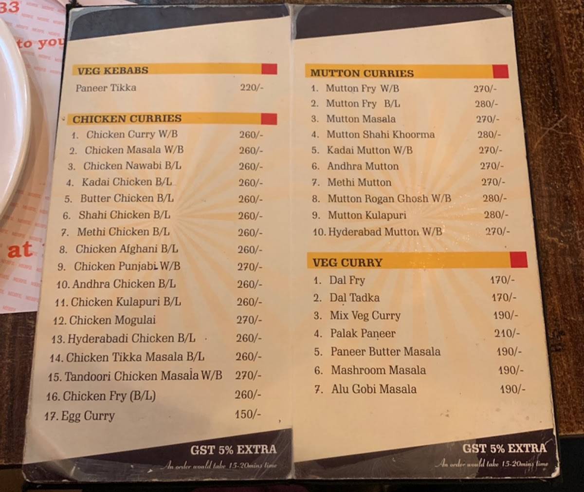 Mehfil Restaurant menu