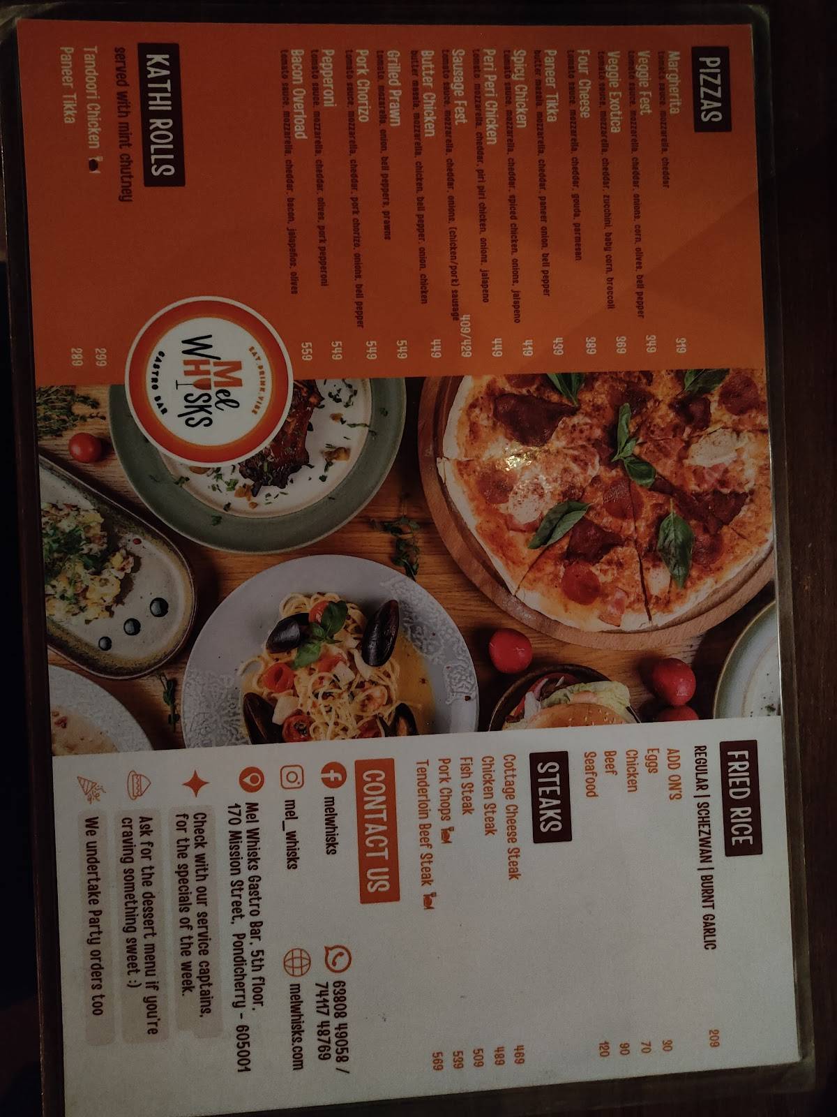 Mel Whisks menu