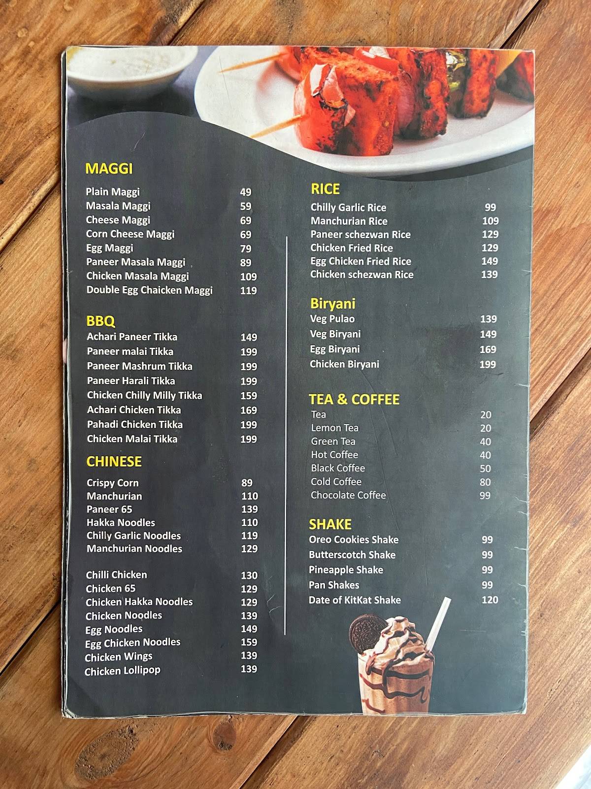 Meme's Cafe & Restro menu