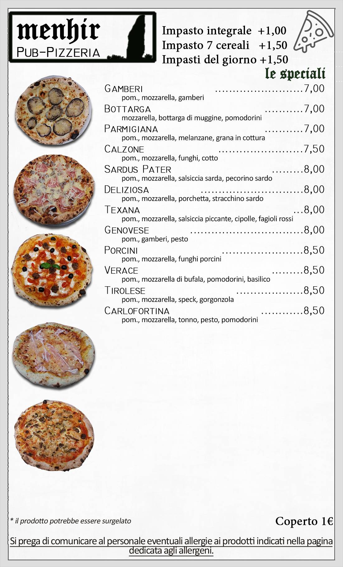 Menu di Menhir Pub Pizzeria 