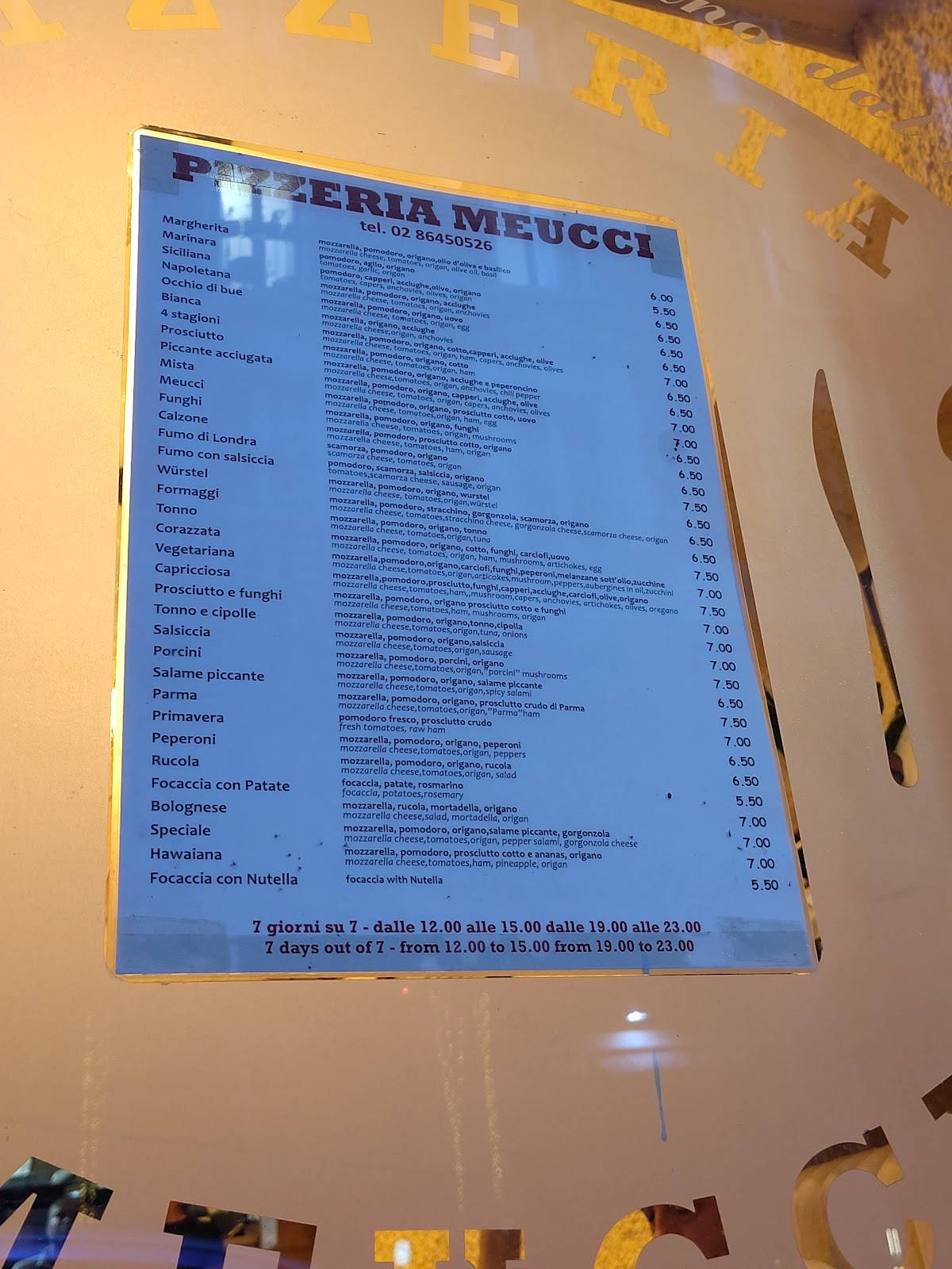 Menu di Meucci 