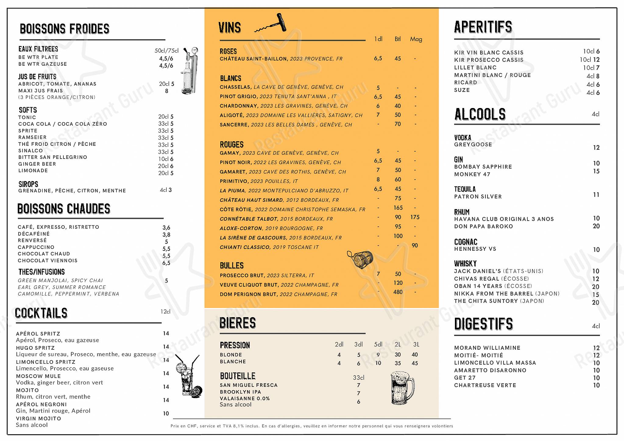 Menu di HOME Restaurant - piatti e bevande