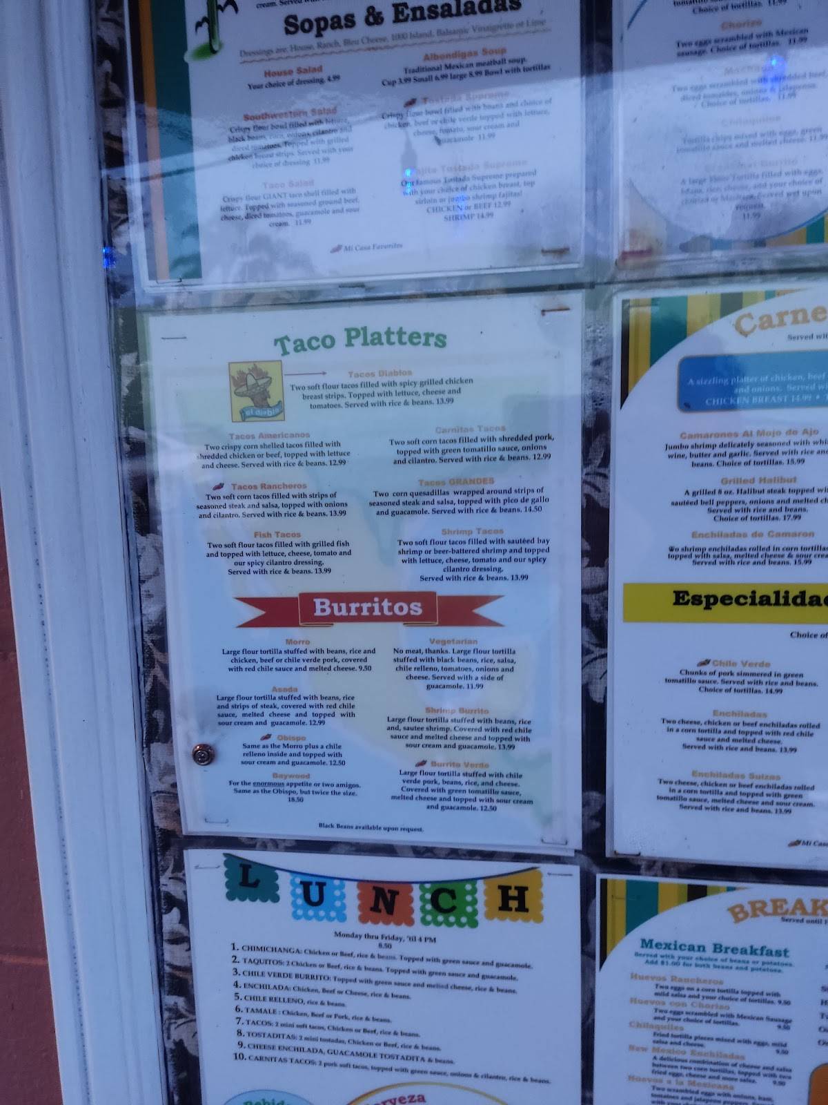 Menu at Mi Casa Restaurant, Morro Bay