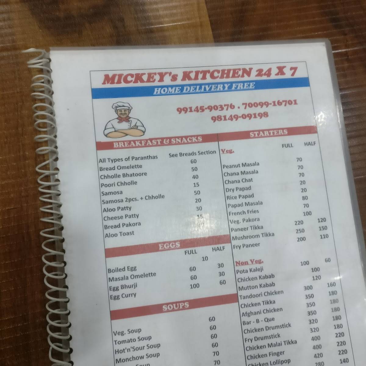 Menu at Mickey’s Kitchen, Kharar