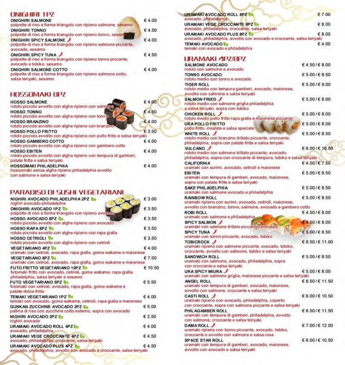 Menu di Lojer Sushi 