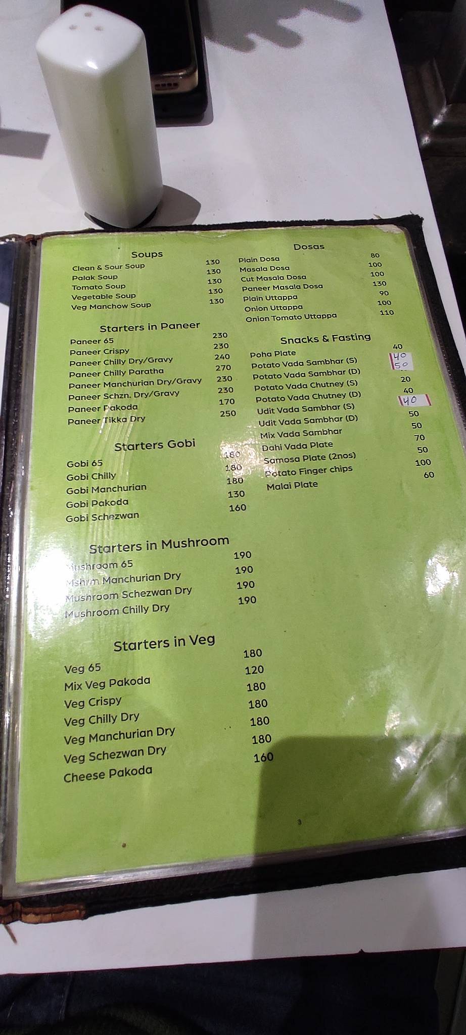 Milan Pure Veg Restaurant menu