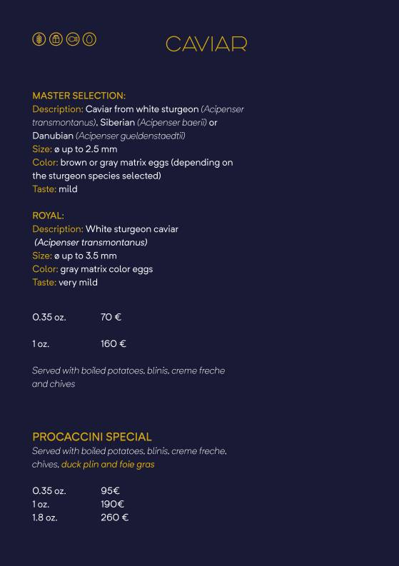 Menu di Ristorante Procaccini Milano 