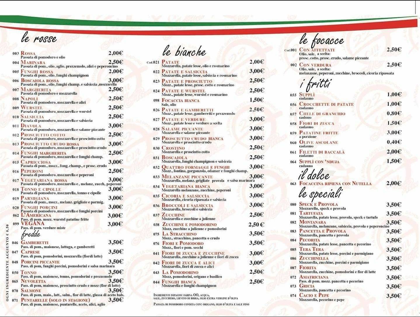 Menu di Mini Pizza 22 Cm-Colle Prenestino 