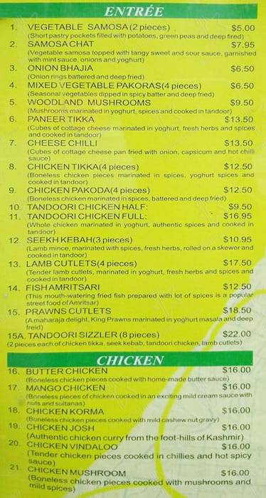 Mint Leaf Indian Restaurant menu