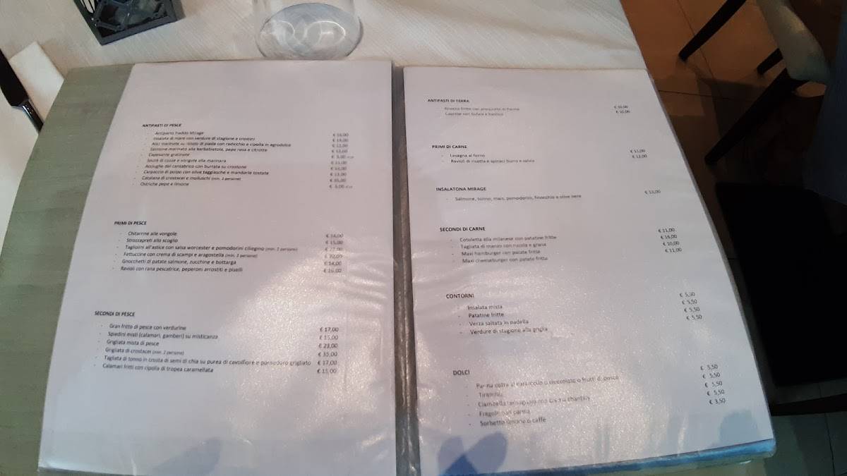Menu di Mirage 