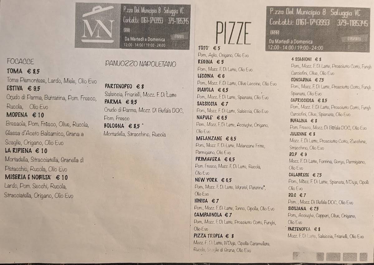 Menu di Miseria e Nobiltà 