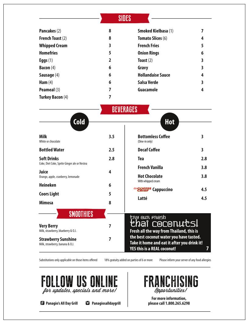 Menu de Panagio's All Day Grill