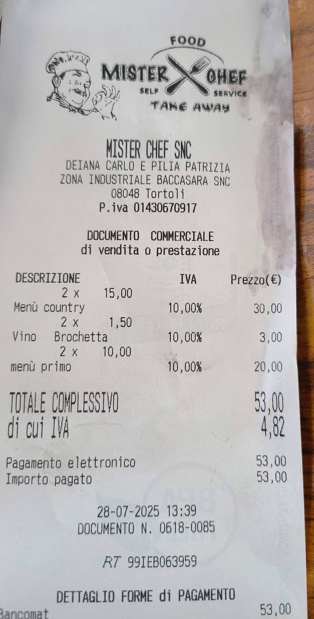 Menu di Mister Chef - self service-catering-buffet 