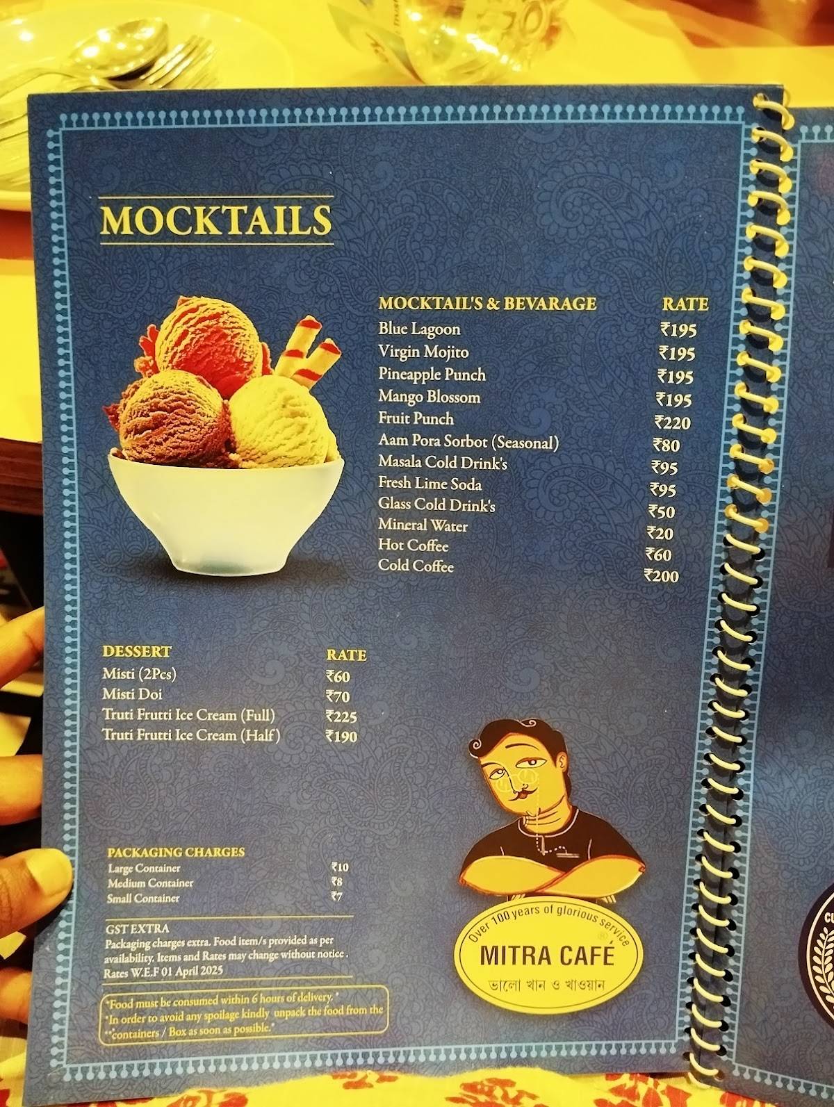 Mitra Café menu
