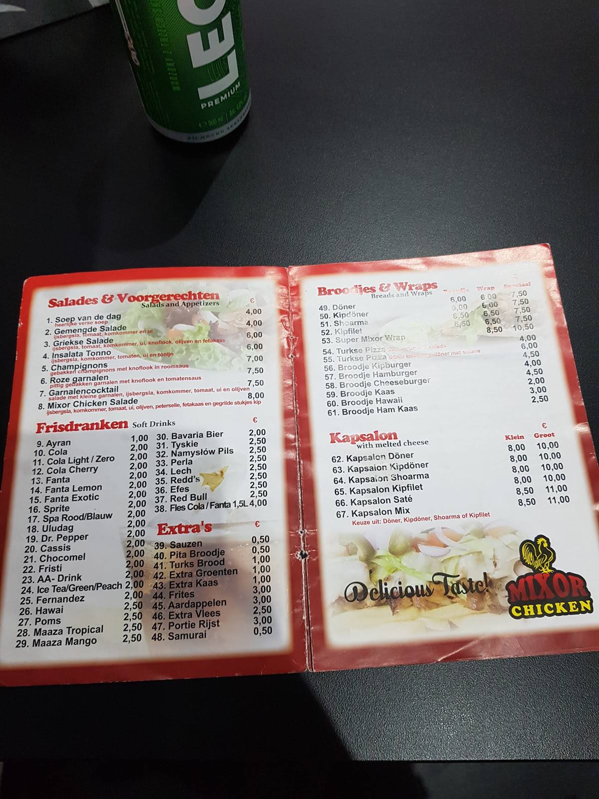 Menu de Mixor Chicken Venray