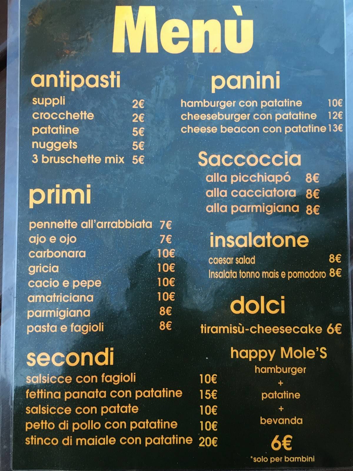 Menu di Mole's Pub 
