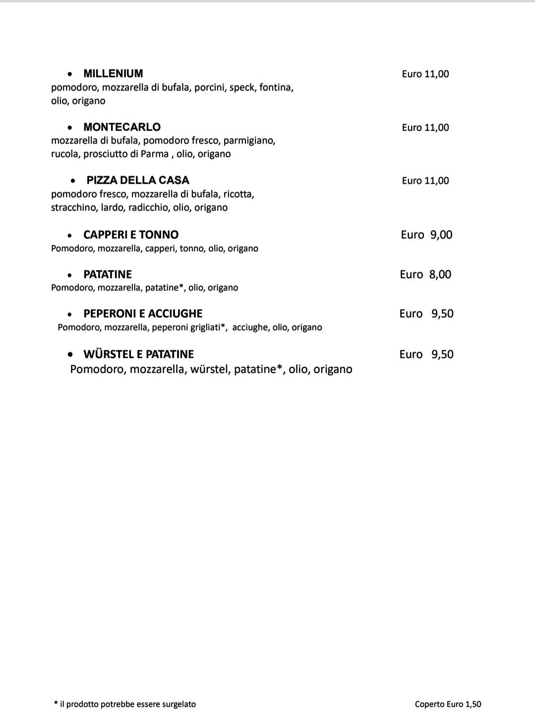 Menu di Pizzeria Del Ponte 