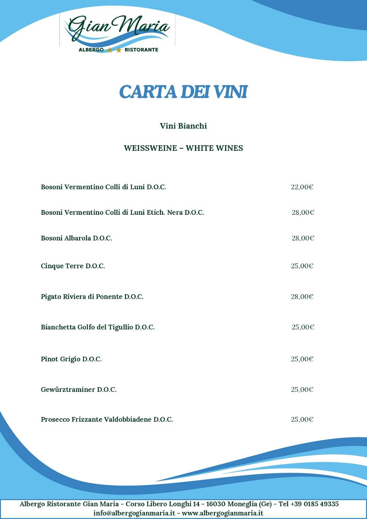 Menu di Gian Maria 