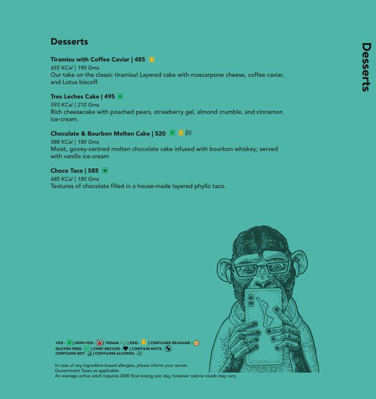 Monkey Bar menu