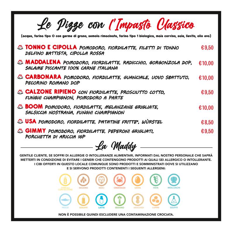 Menu di La Maddy 
