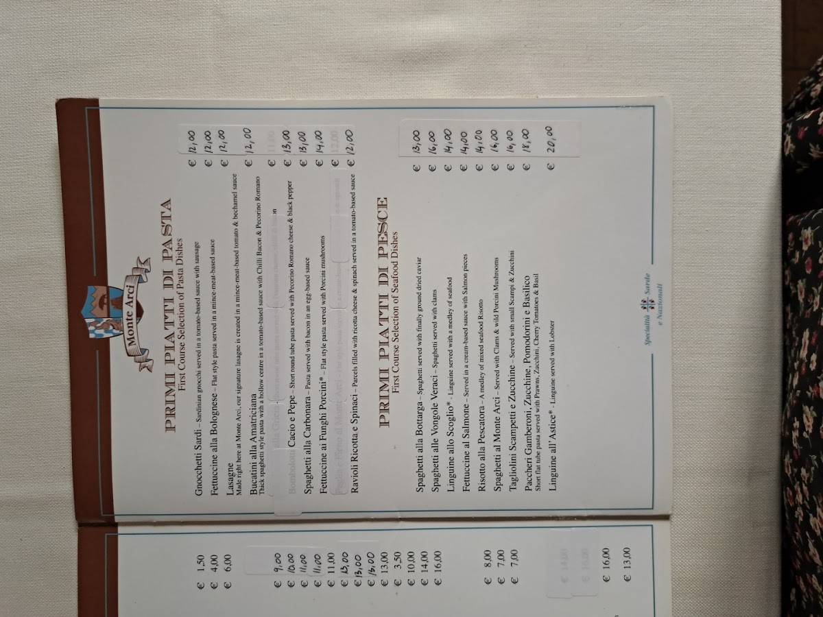 Menu di Monte Arci 