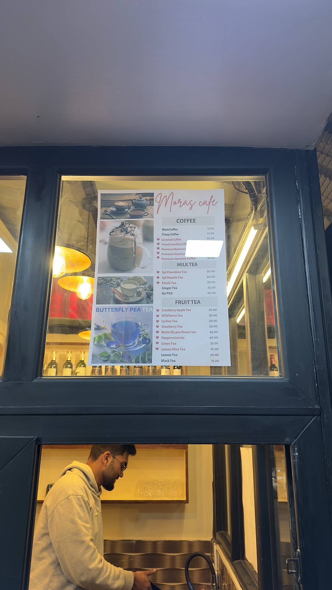 Mora's cafe menu