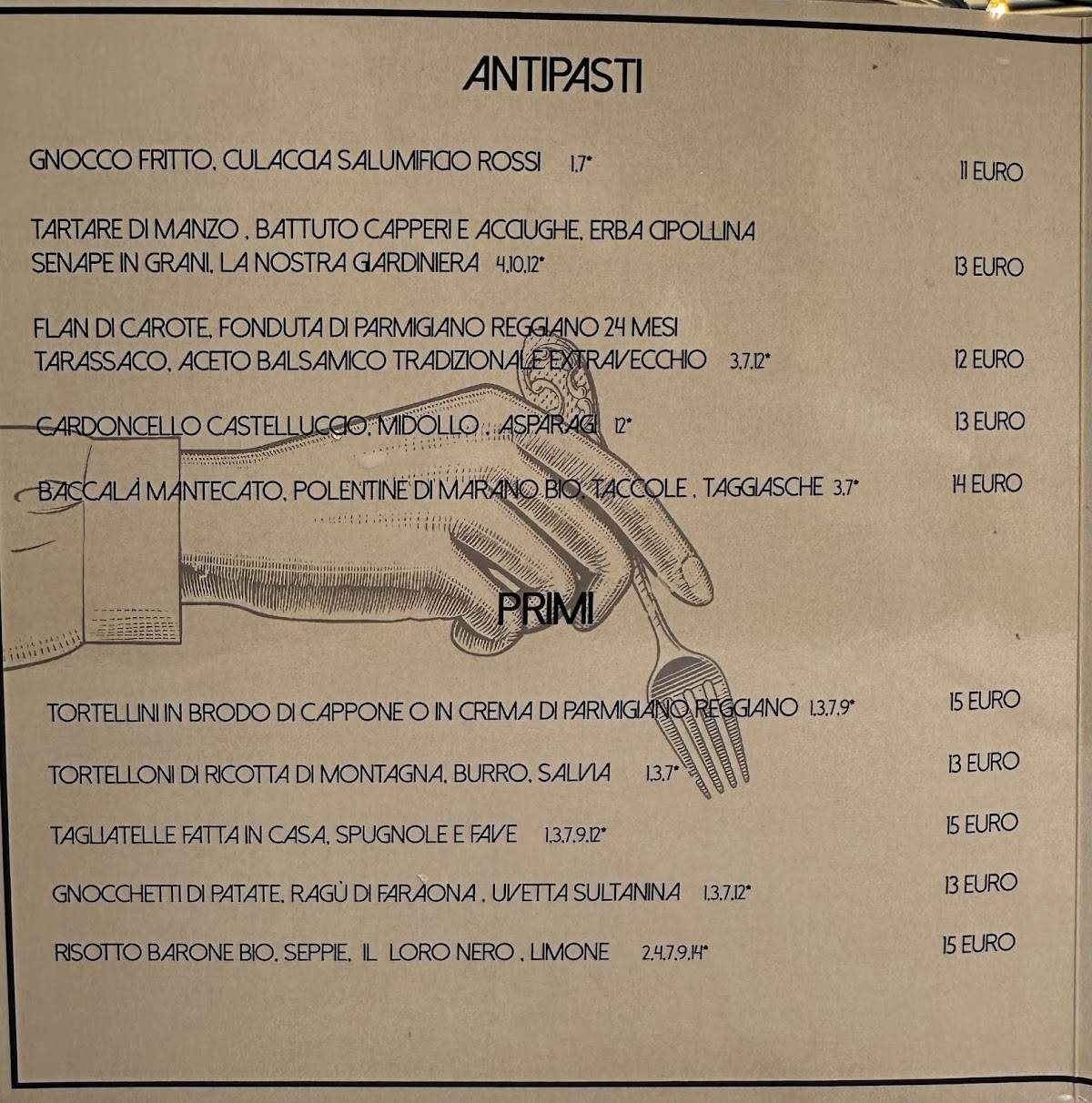 Menu di Moreali Modena 