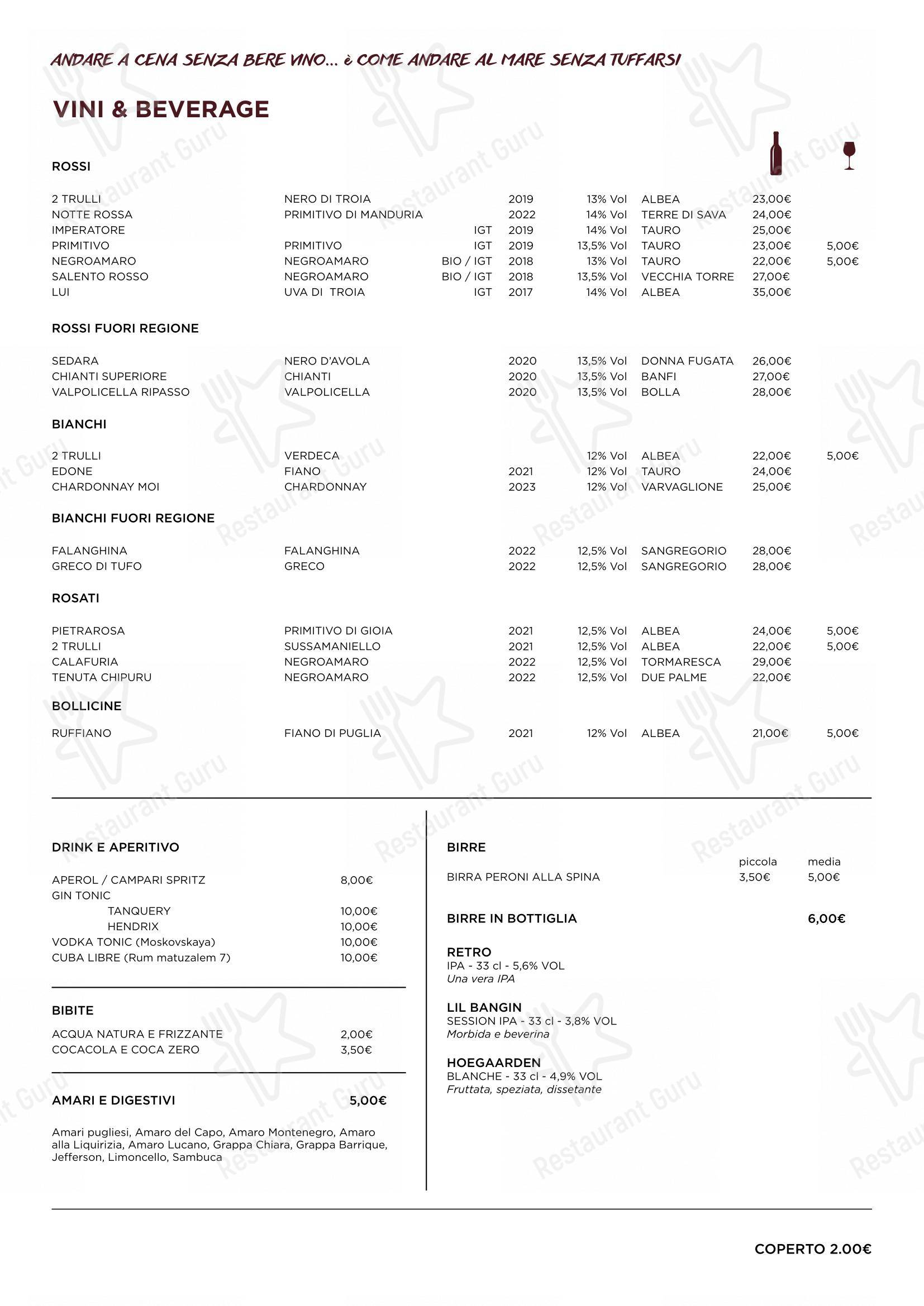 Menu per Mr. Bombetta ristorante