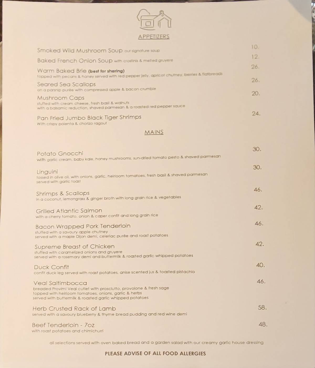 Menu de Mrs. Mitchell’s Restaurant