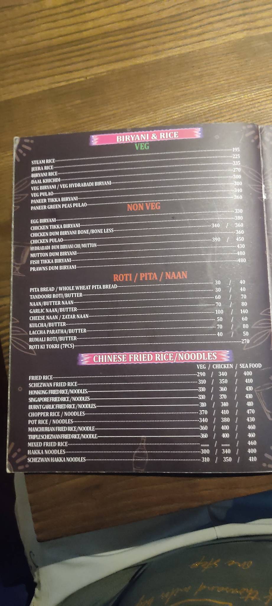 HIT & RUN CHAKALA menu
