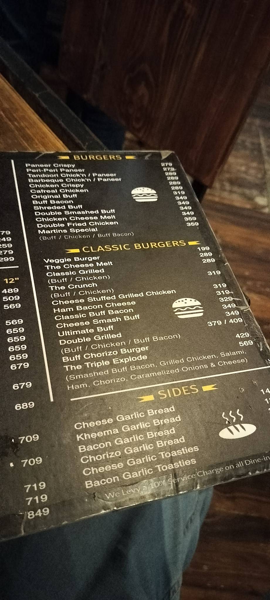 Martin's Joint menu