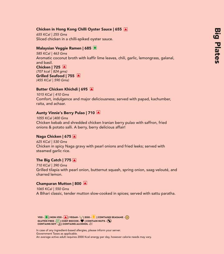 Monkey Bar menu