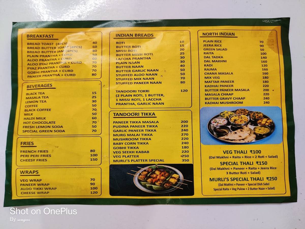 Murli's menu